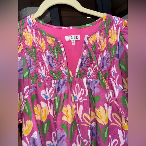 TCEC On My Mind Mini Dress floral smocked short puff sleeve Shop The Mint tiered - Picture 7 of 8